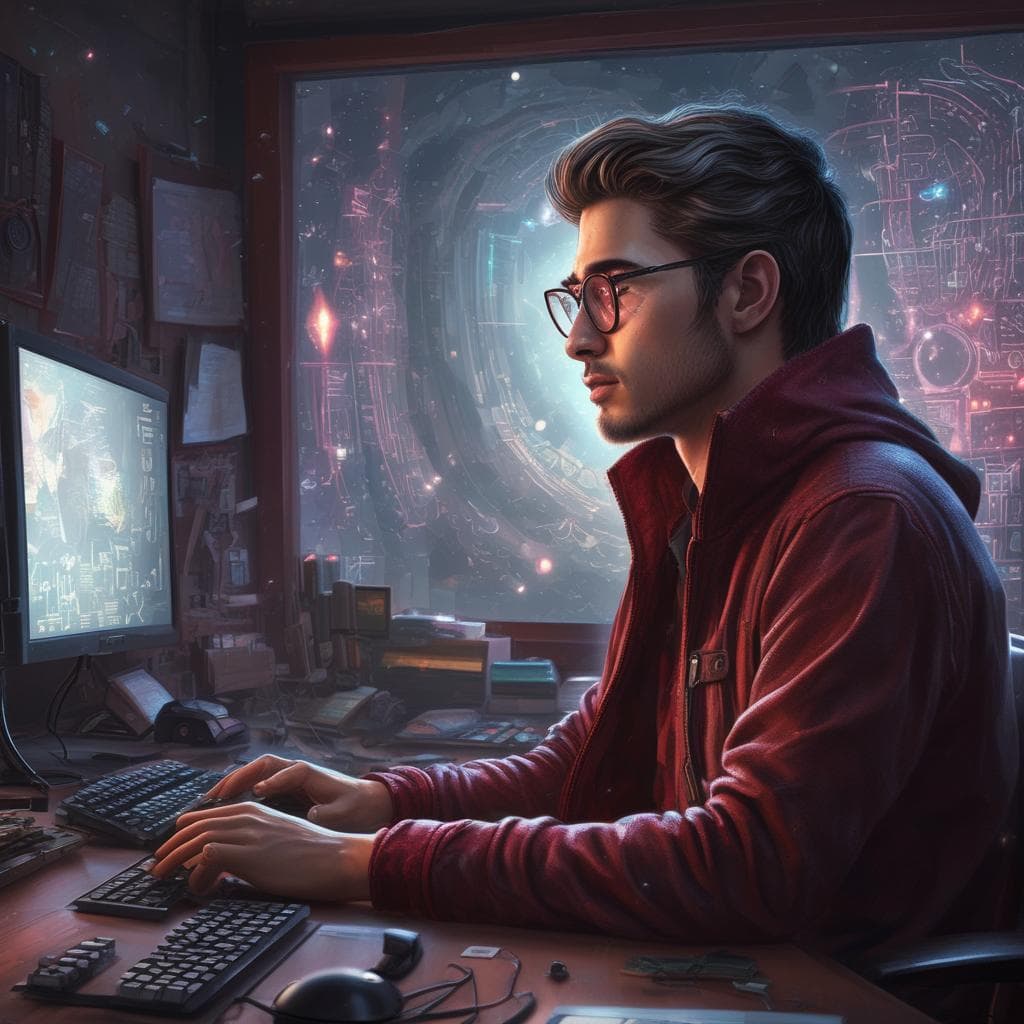 Illustration of a programmer with artificial intelligence concept